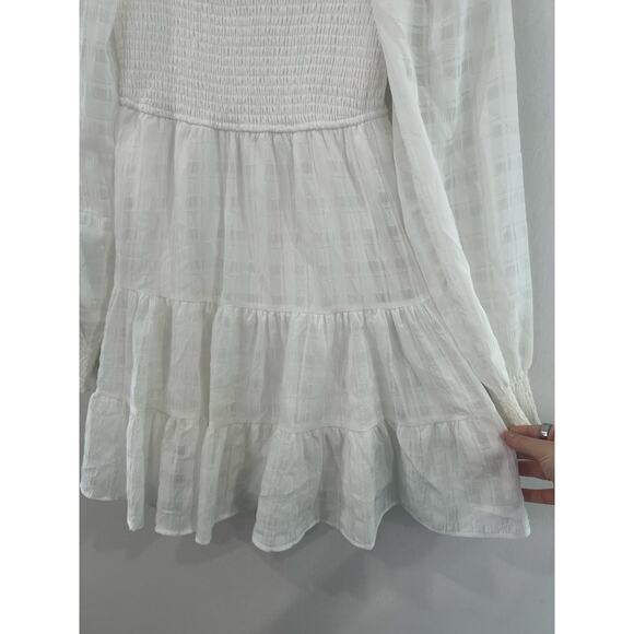 NEW Allison & Kelly White Seersucker Tiered Mini Dress XS Smocked Bodice Junior - Picture 6 of 8